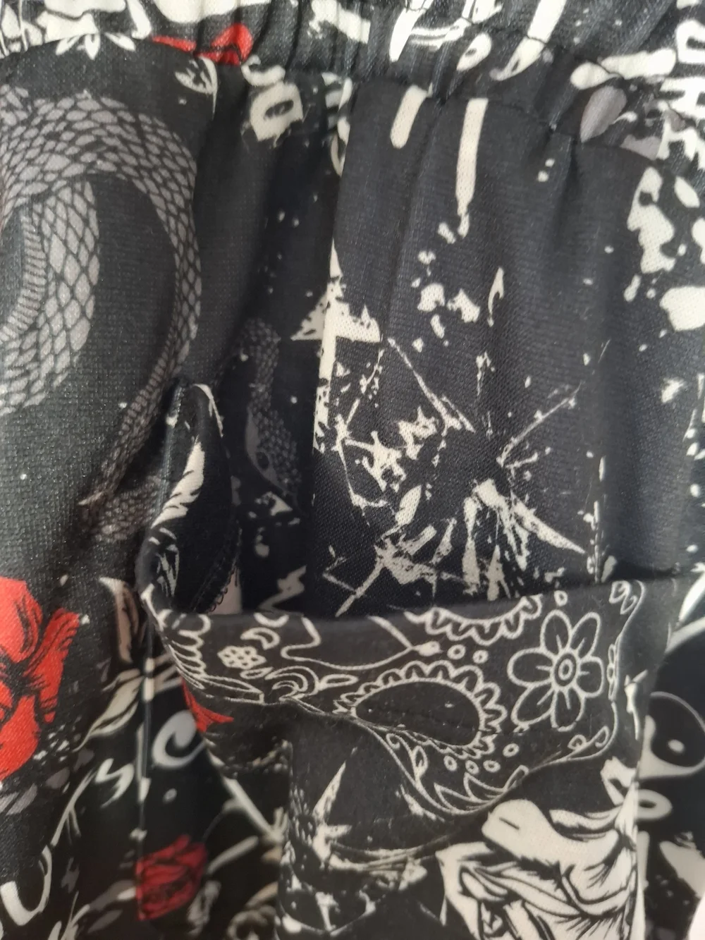 Fresh Kids Black Joggers with Red Rose Graphic